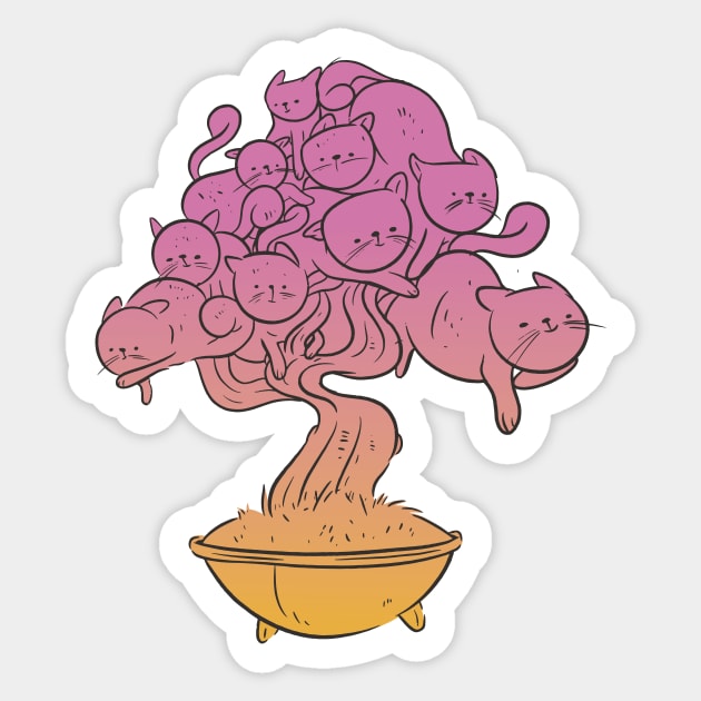 Bonsai cat bonsai cat tree cat bonsai bonsai tree scratching post tree cat bonsai cat Bonsai Cat Sticker TeePublic